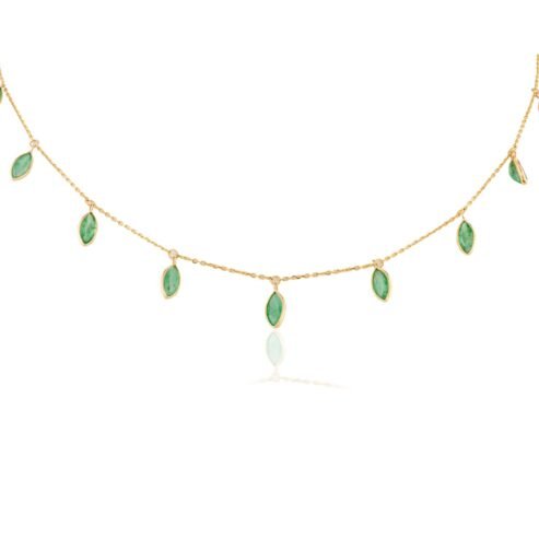 18k Gold Necklace with Green Diamonds (Example)