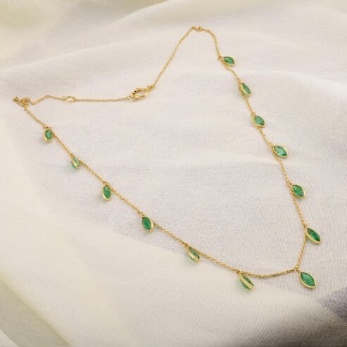 18k Gold Necklace with Green Diamonds (Example)