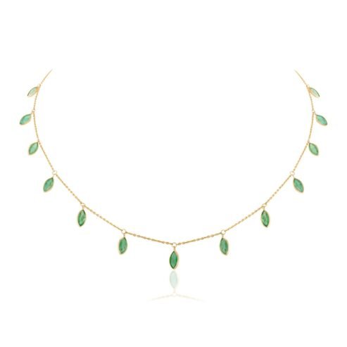 18k Gold Necklace with Green Diamonds (Example)