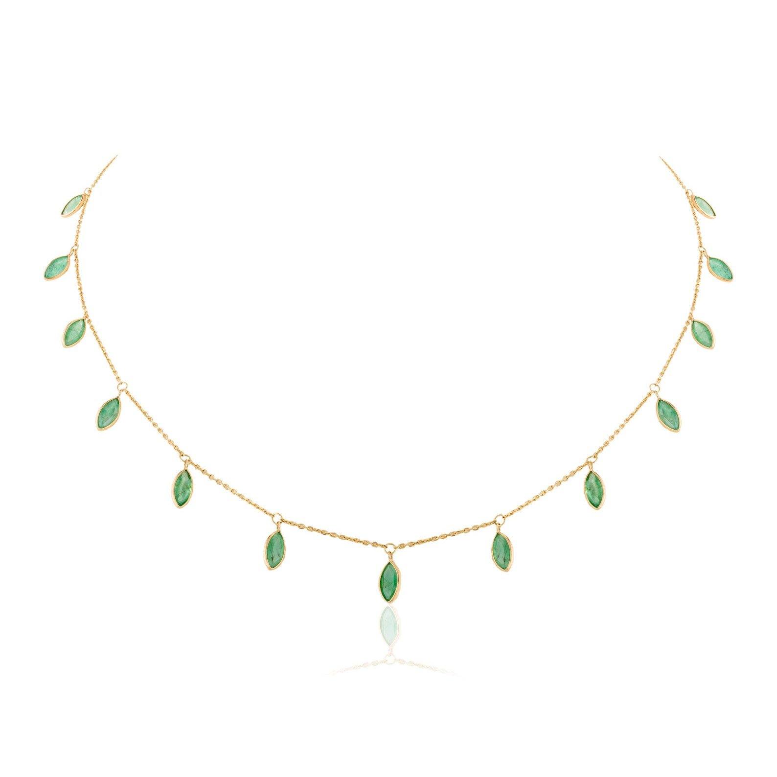 18k Gold Necklace with Green Diamonds (Example)
